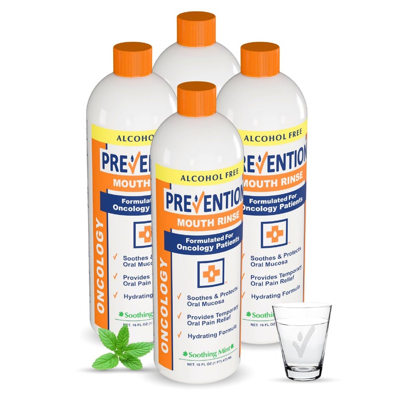 Prevention Oncology Alcohol Free Mouthwash Soothing Gentle Moisturizing Mouthsore and Dry Mouth Mouthwash Specially Formulated for Patients Undergoing Oncology Treatment 16 oz Value 4Pack