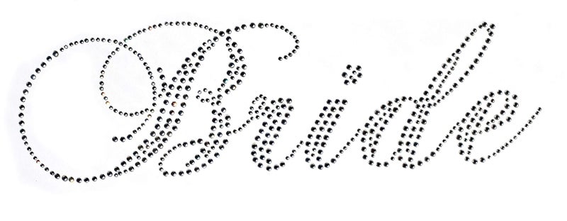Rococo Designs Classic Bride Wedding Clear Rhinestone Iron on Hotfix Transfer Bling DIY -10" by 3" - Image 1