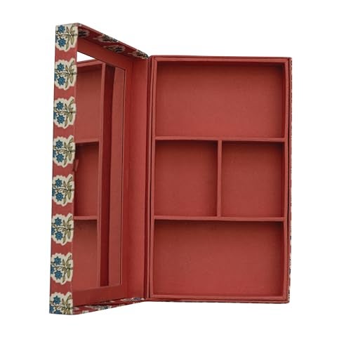 Creative Co-Op Fabric Covered Jewelry Box with Floral Pattern and Interior Mirror, Multicolor - Image 4
