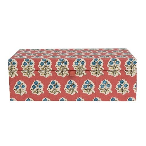 Creative Co-Op Fabric Covered Jewelry Box with Floral Pattern and Interior Mirror, Multicolor - Image 1