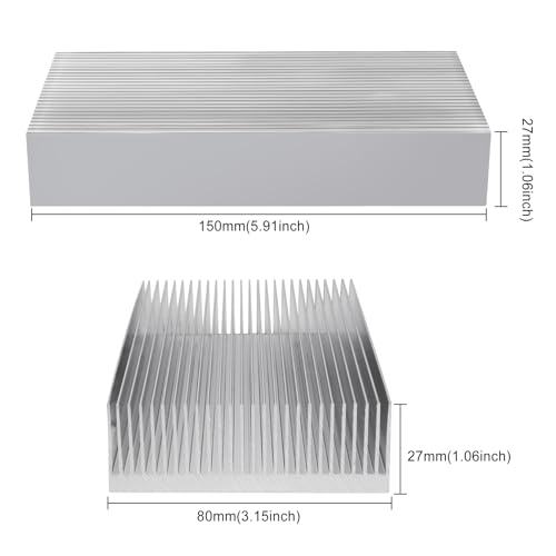 Manesi Silver Tone Aluminium Radiator Heatsink Heat Sink 150x80x27mm，6.25" x 3.15" x 1.06"(L*W*H) - Image 2