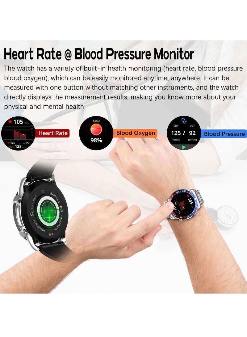 RollsTimi  Men's Smartwatch 1.43" Amoled HD Full Touch Screen Fitness Tracker Heart Rate Sleep Monitor Business Sports Smart Watch for Men - Image 4