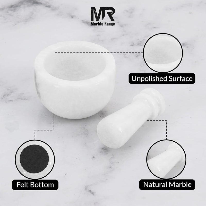 MARBLE RANGE Marble Mortar and Pestle Set 3" Inch White Stone Grinder for Spices, Garlic & Herbs – Heavy Duty Kitchen Mortar Pestle Bowl for Grinding Masala, Pepper & Seasonings – Premium Home & Kitchen Decor - Image 5