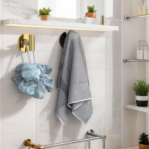 VINHOLD Gold Stainless Steel Wall Hooks, Heavy Duty Self-Adhesive Hooks for Coats, Towels, Robes, Hats, Aprons – No Drill Bathroom, Kitchen, Hotel (2 Pack) - Image 4