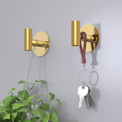 VINHOLD Gold Stainless Steel Wall Hooks, Heavy Duty Self-Adhesive Hooks for Coats, Towels, Robes, Hats, Aprons – No Drill Bathroom, Kitchen, Hotel (2 Pack) - Image 5