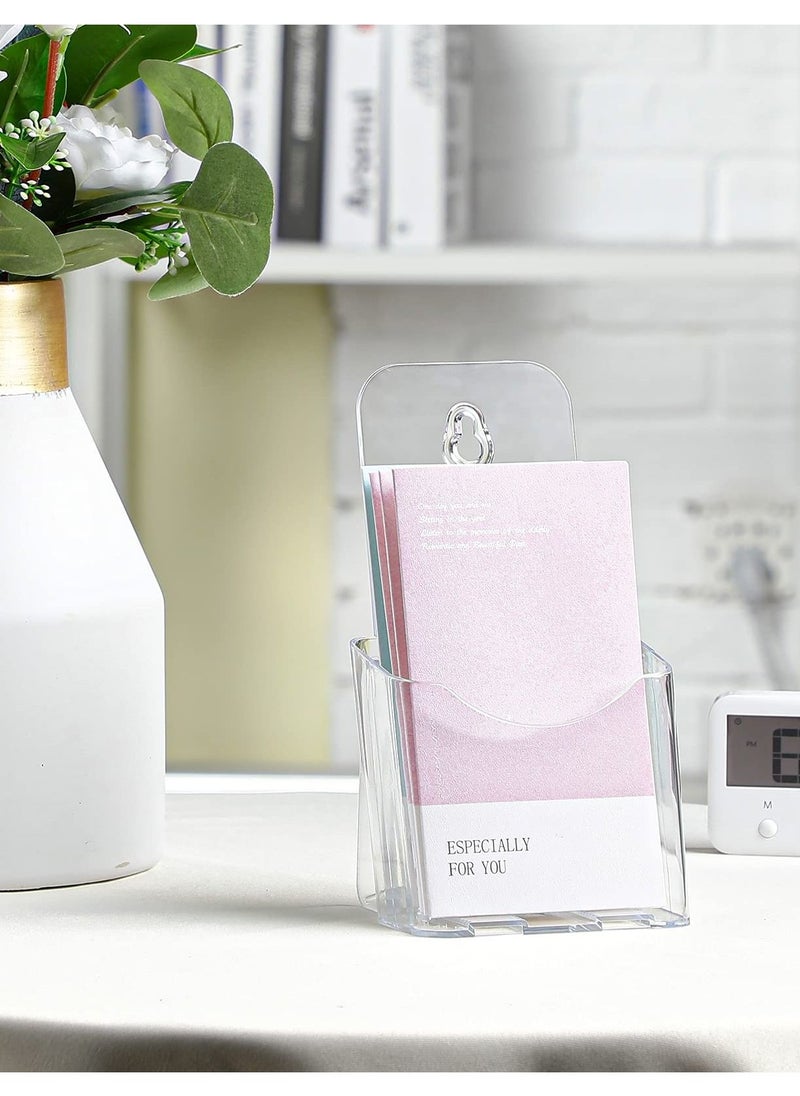 Generic - 5Pieces Acrylic Brochure Holder Stand Pamphlet Holder 4 Inch Clear Literature Holder Plastic Flyer Display Stand for Vendors, Trifold, Brochure, Menu, Magazine, Pamphlet, Booklets - Image 1