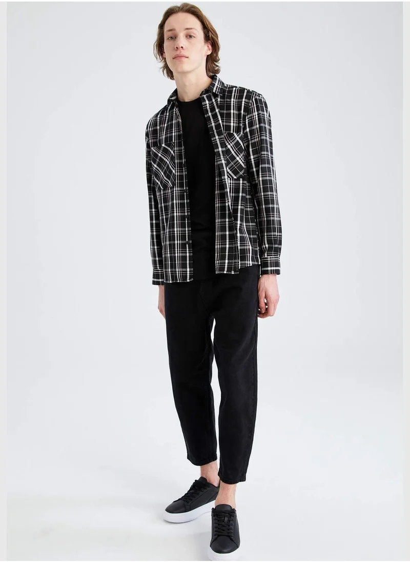 DeFacto Regular Fit Long Sleeve Check Print Twill Shirt