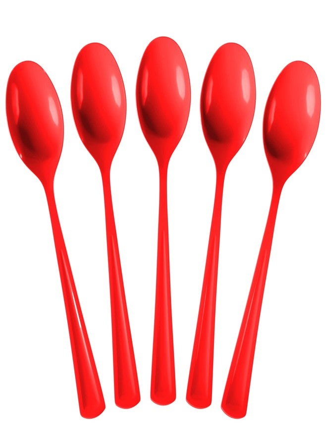 Exquisite Red Plastic Spoons 50 Pcs Red Spoons Disposable Utensils Heavy Duty Plastic Cutlery Set Disposable Cutlery Sets Flatware Sets Silverware Set For Party Supplies & Party Tableware Exquisite - Image 1