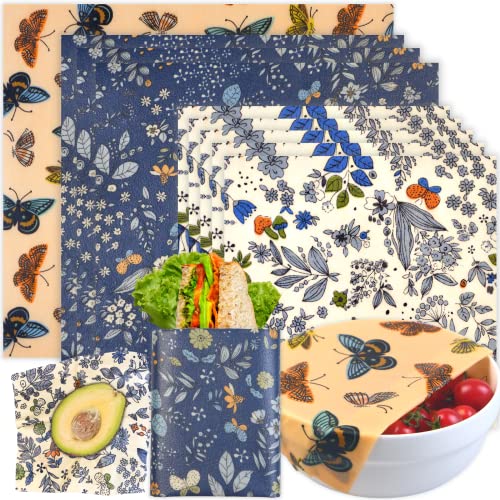 BYTTME Reusable Beeswax Wrap  9 Pack Beeswax Wraps for Food EcoFriendly Beeswax Food Wraps Bread Sandwich Wrapper  Organic Sustainable Zero Waste Reusable PlasticFree Food Storage Wrap 1XL 3M 5S 