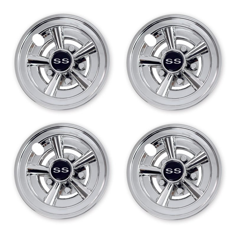 NOKINS Golf Cart Hubcaps 8 Inch Set of 4, Club Car/Ezgo/Yamaha Tires Wheel Covers,Chrome Accessory & Accessories - Image 1