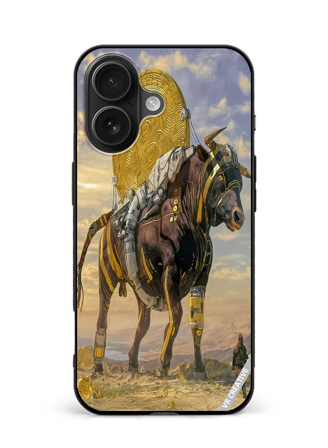 Protective Case Cover For Apple iPhone 16 Bitcoin Horse Design Multicolour