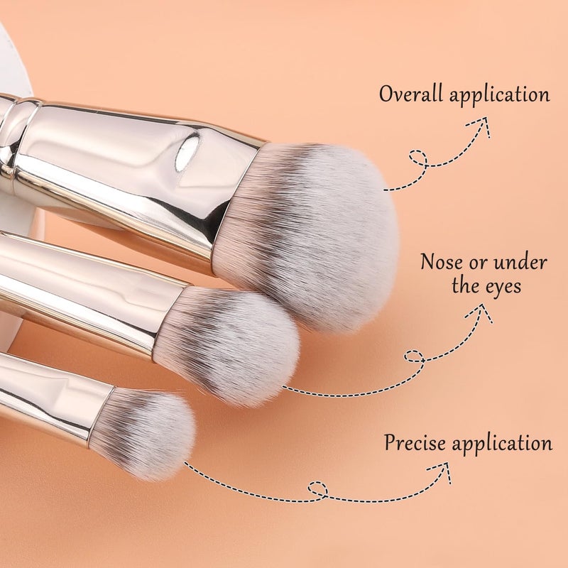 TEOYALL Flat Angled Brushes, Flawless Foundation Brush Under Eye Concealer Brush Bronzer Brush with Liquid Cream Powder - Image 2