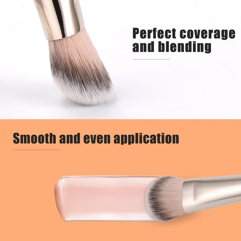 TEOYALL Flat Angled Brushes, Flawless Foundation Brush Under Eye Concealer Brush Bronzer Brush with Liquid Cream Powder - Image 5