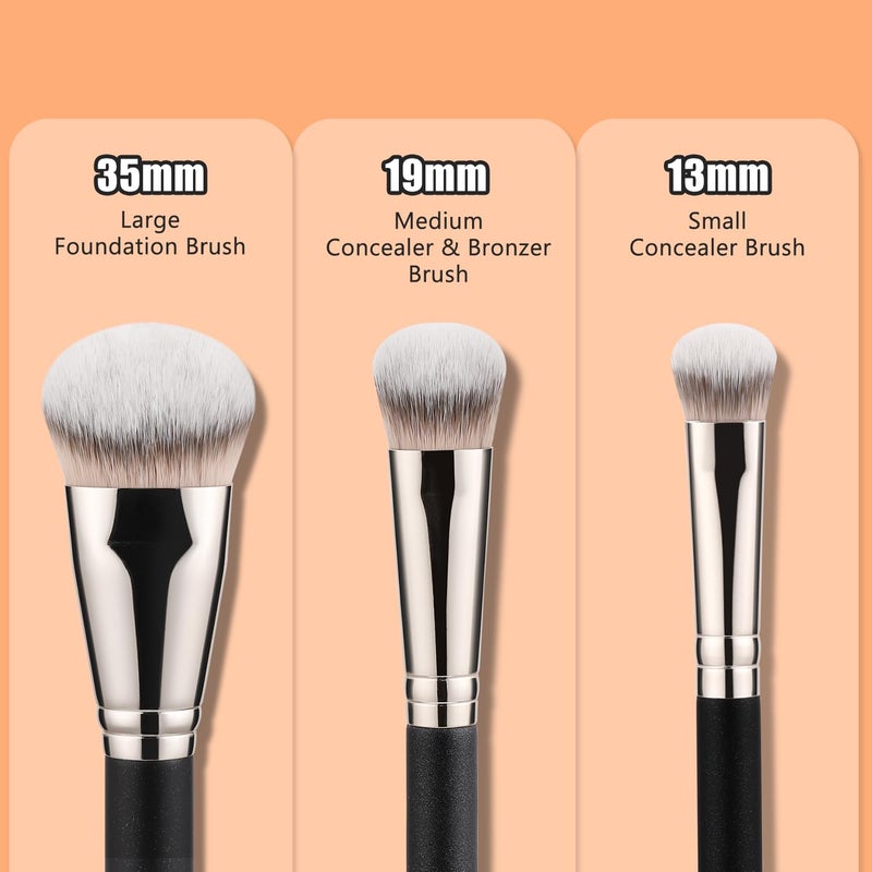 TEOYALL Flat Angled Brushes, Flawless Foundation Brush Under Eye Concealer Brush Bronzer Brush with Liquid Cream Powder - Image 3