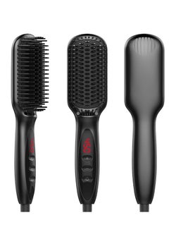 LANDOT Hair Heated Straightening Brush,Negative Ion Hot Hair Brush for Smooth Frizz-Free Women Hair - Ceramic Flat Iron Brush - Dual Voltage Anti-Scald Safe Fast Heating  - Image 1