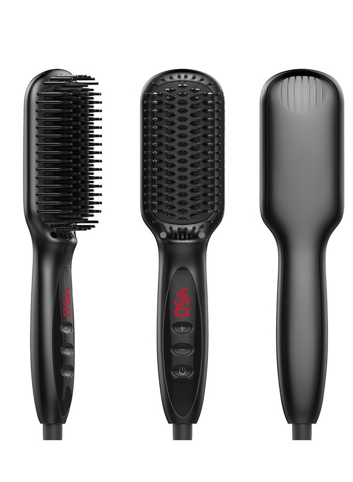 LANDOT Hair Heated Straightening Brush,Negative Ion Hot Hair Brush for Smooth Frizz-Free Women Hair - Ceramic Flat Iron Brush - Dual Voltage Anti-Scald Safe Fast Heating - Image 1