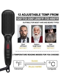 LANDOT Hair Heated Straightening Brush,Negative Ion Hot Hair Brush for Smooth Frizz-Free Women Hair - Ceramic Flat Iron Brush - Dual Voltage Anti-Scald Safe Fast Heating  - Image 3
