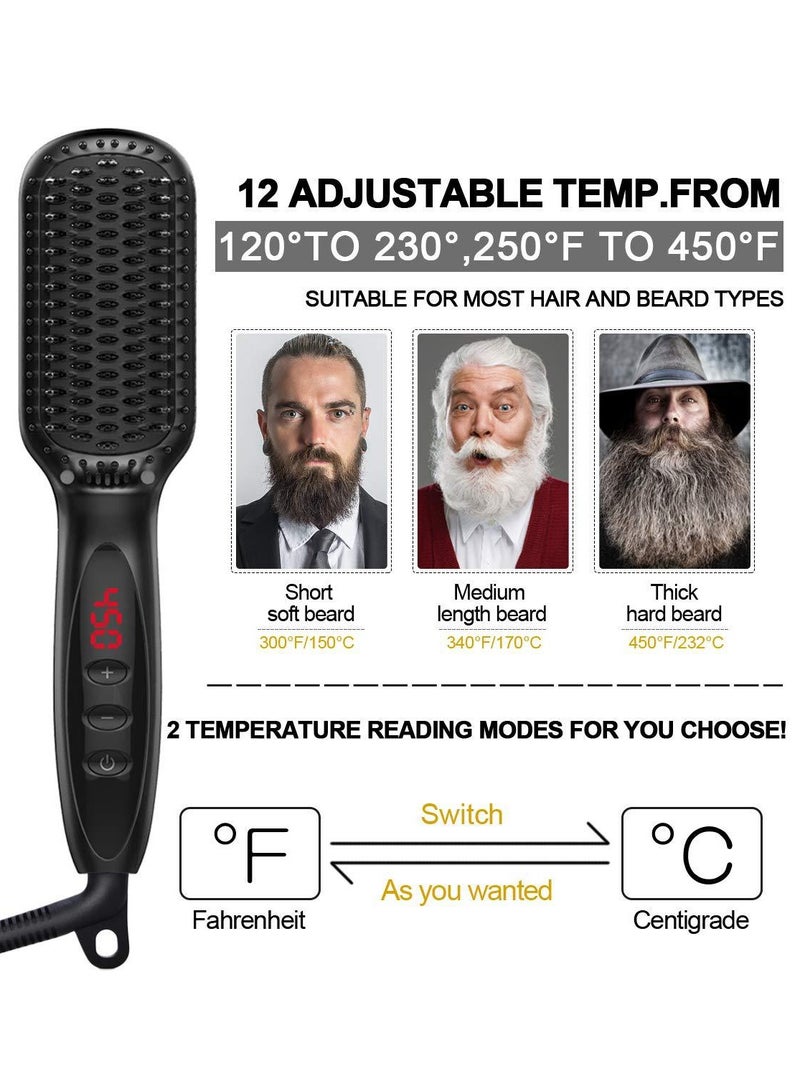LANDOT Hair Heated Straightening Brush,Negative Ion Hot Hair Brush for Smooth Frizz-Free Women Hair - Ceramic Flat Iron Brush - Dual Voltage Anti-Scald Safe Fast Heating - Image 3