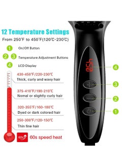 LANDOT Hair Heated Straightening Brush,Negative Ion Hot Hair Brush for Smooth Frizz-Free Women Hair - Ceramic Flat Iron Brush - Dual Voltage Anti-Scald Safe Fast Heating  - Image 4