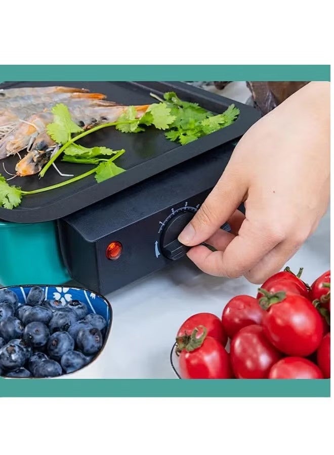 Electric Indoor Grill, 2 in 1 Indoor Grills for Kitchen, Versatile Smokeless Indoor Grill for Home Cooking With Grill Mesh, Non-Stick Baking Pan and Drip Tray - Image 2