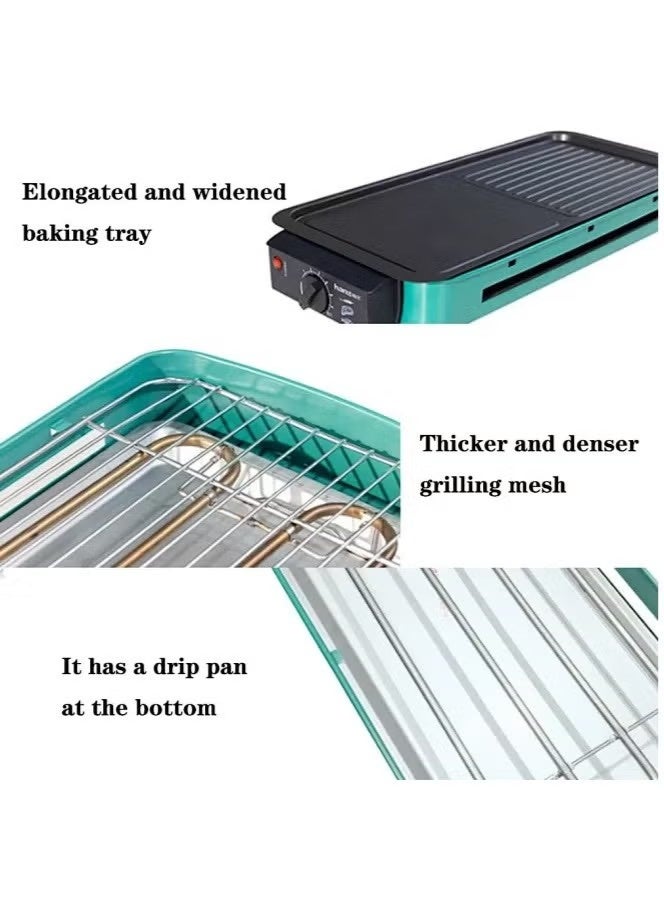 Electric Indoor Grill, 2 in 1 Indoor Grills for Kitchen, Versatile Smokeless Indoor Grill for Home Cooking With Grill Mesh, Non-Stick Baking Pan and Drip Tray - Image 4