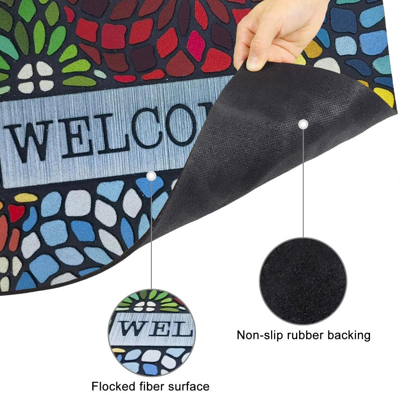 CHICHIC Colorful Welcome Door Mat, Welcome Mat 24x 36 Inch Front Doormat Outdoors for Home Entrance Outdoors Mats for Outside Entry Way Doormat, Heavy Duty Non Slip Rubber Back Low Profile - Image 4