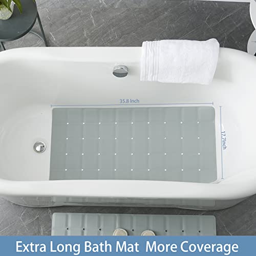 Webos Foldable Silicone Bathtub Mat: Jumbo Size Heavy Duty Safety Bath Mat for Tub Without Suction Cups Non Slip Bath & Shower Mat for Textured, Reglazed, Refinished Tub (Grey, 35.8 x 17.7) - Image 2
