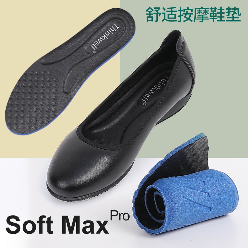 Cowhide Leather Work Shoes Women'S Black Spring New Soft Bottom Flat Shoes Chunky Heel High Heels Small Size Plus Size Women'S Shoes - Image 2