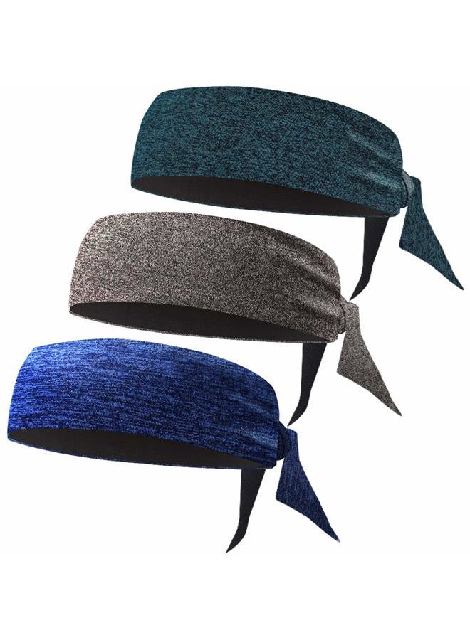 Braylin Headbands for Men, 3-Pack Men's Sweatband Head Ties, Breathable Cooling Sport Headbands for Tennis, Running, Cycling, Martial Arts or Fitness, Moisture Wicking Non Slip - Image 1