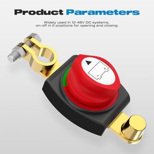 Malictele Top Post Battery Disconnect Switch, Malictele On/Off 275A Negative Battery Quick Disconnect 12-48V Heavy Duty Kill Switch for Car, Vehicle, RV and Boat - Image 5