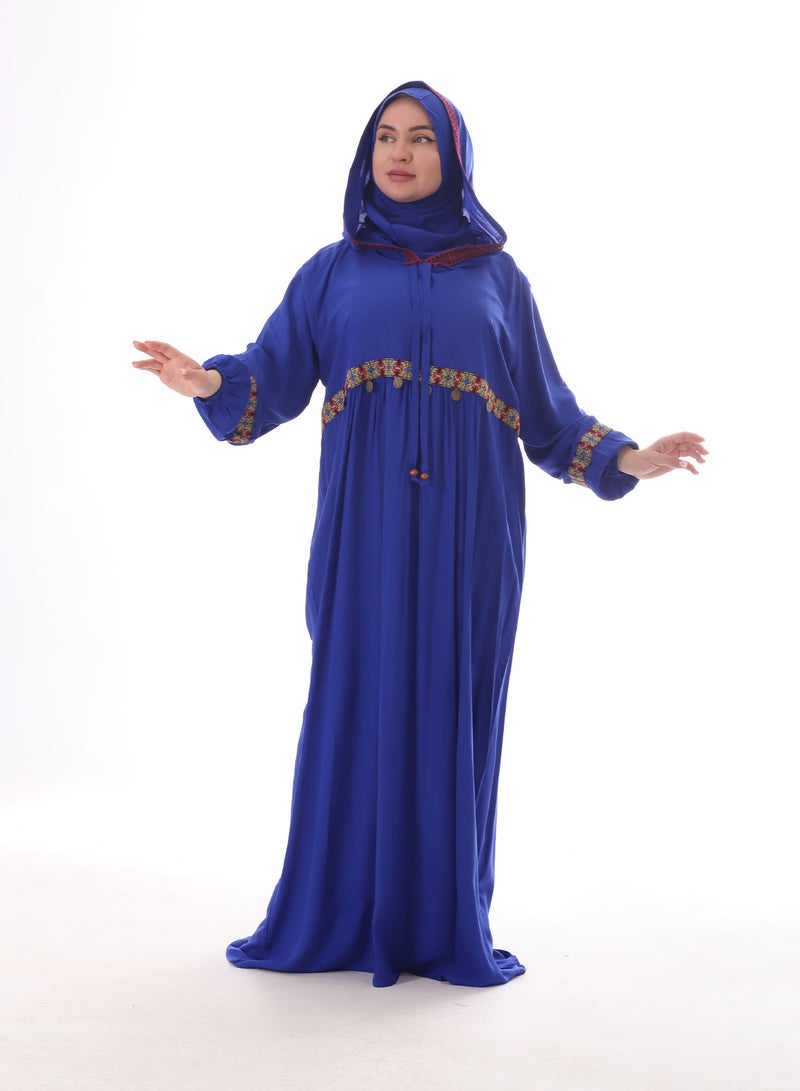 بيبو اسدال حريمي طويل اكمام طويلة مع طرحة - Image 1