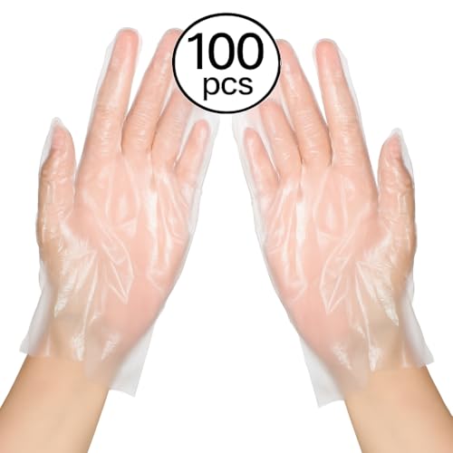 Adbeni Disposable Transparent Gloves 100 Pcs & Shower Caps 50 Pcs | Waterproof, Latex-Free | For Hair Coloring, Food Handling, Cleaning, Kitchen, Bath & Salon | One Size Fits Most - Image 3