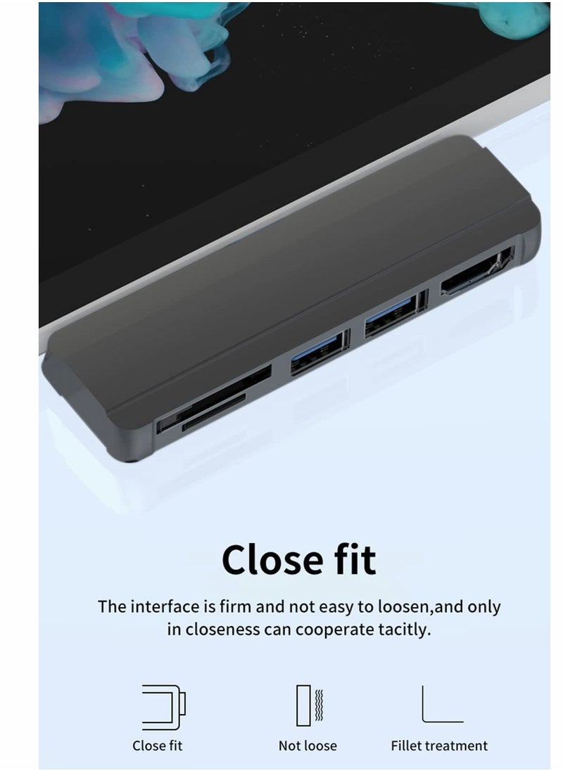 Excefore - Hub for Surface Pro 4/Pro 5/Pro 6 Docking Station USB 3.0x2 Adapter, SD TF Micro Memory Card Reader, 4K HDMI Port Microsoft 6/ 5/4（BLACK) - Image 1