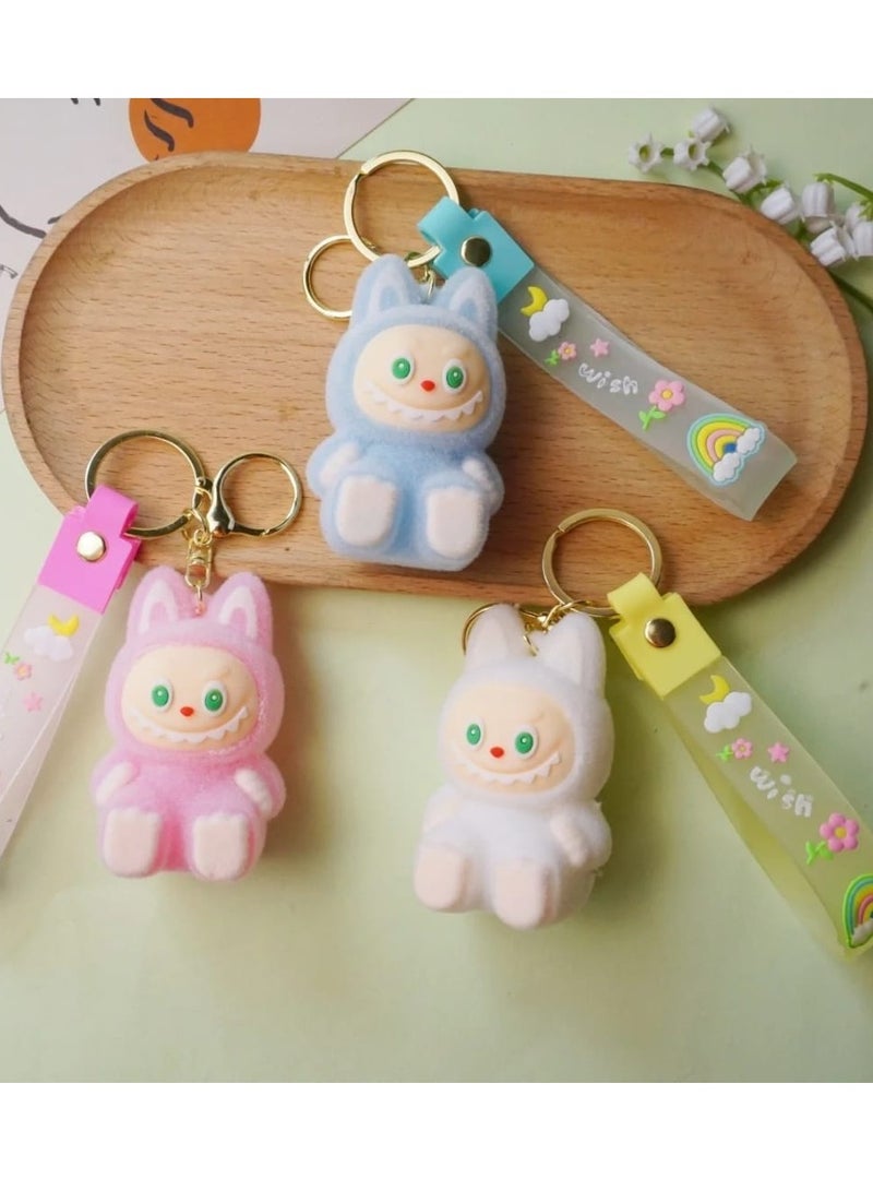 LABUBU Keychain For Women And Girls, Cute Labubu Doll Wristlet Accessories For Backpack Handbag Car Keys - Image 3