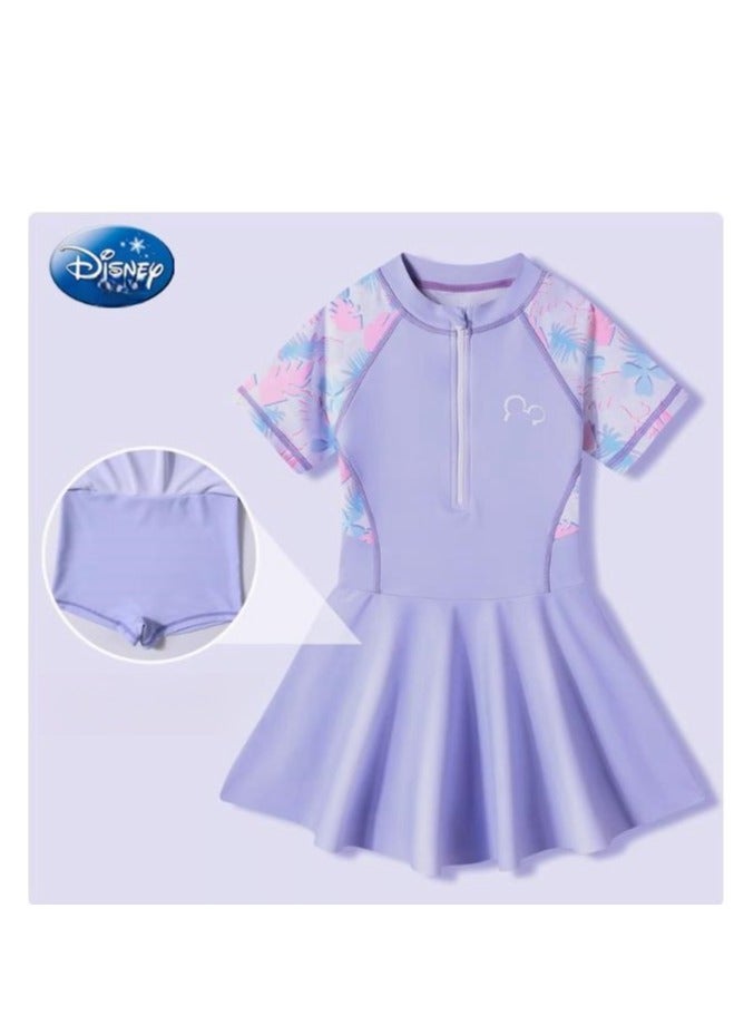 Disney Children's Princess Sun Protection One-Piece Dress Swimsuit (Including Swim Cap, Goggles, Floating Sleeves, And Swim Bag) - Image 2