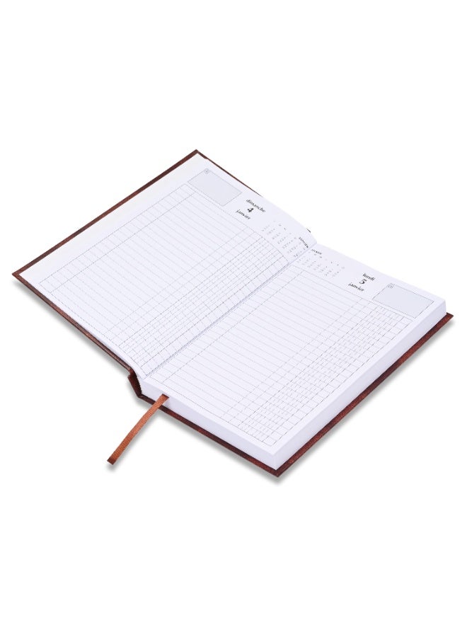 FIS مفكرة 2026، حجم مفكرة فرنسية A5 (148x210 مم)، غلاف صلب من مواد الفينيل، لغة فرنسية، ورق أبيض 60 جرام، لون بني - FSDI29FR26BR - Image 4