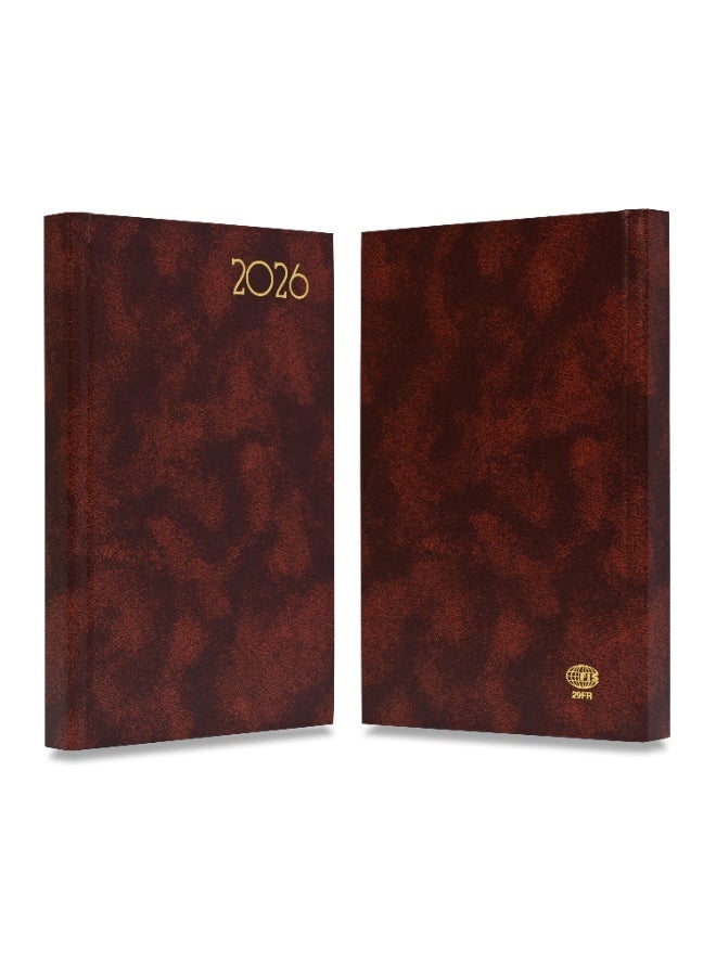 FIS مفكرة 2026، حجم مفكرة فرنسية A5 (148x210 مم)، غلاف صلب من مواد الفينيل، لغة فرنسية، ورق أبيض 60 جرام، لون بني - FSDI29FR26BR - Image 2