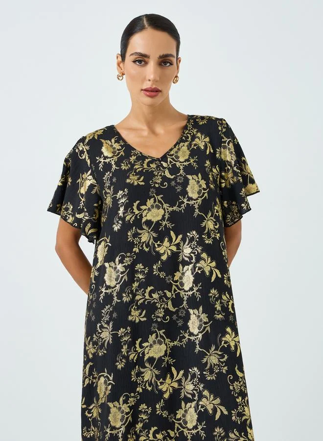 Take Two Women Floral Printed Short Sleeve Jalabiya