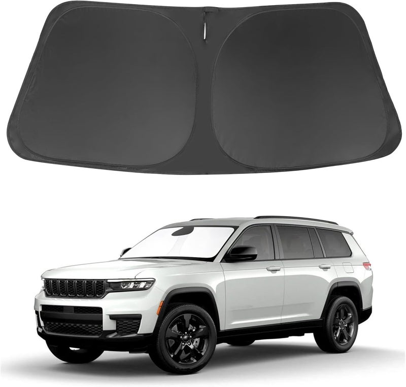 LHFLIVE Windshield Sun Shade Custom Fit 2021-2024 Jeep Grand Cherokee L/Jeep Grand Cherokee SUV Accessories Front Window Sunshade Sun Visor Protector Blocks Rays - Image 1