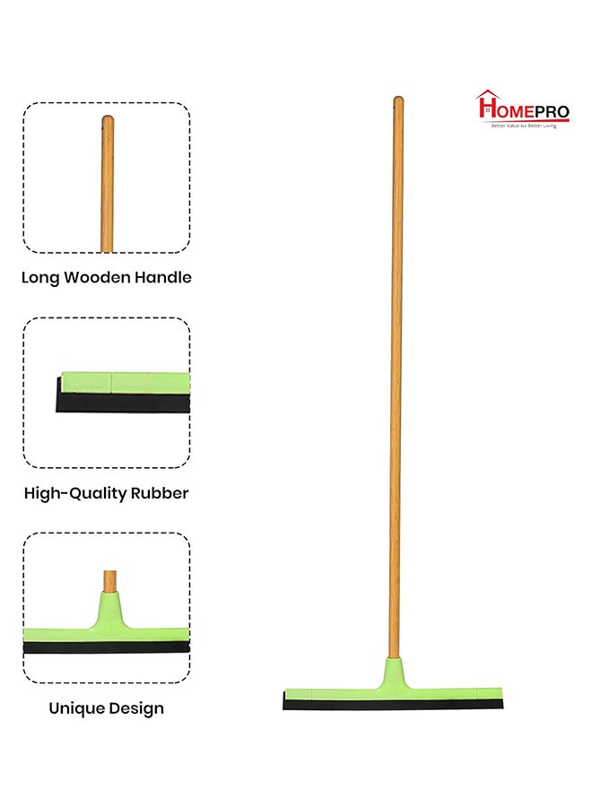 Home Pro هوم برو ممسحة أرضية من الخيزران متعددة الوظائف، أدوات تنظيف الأرضيات الثقيلة، ممسحة سحرية، مكشطة منزلية، مكنسة سحرية بشفرة مطاطية، مثالية للأرضيات الخشبية، والأرضيات البلاط، والحمام (أخضر) - Image 3