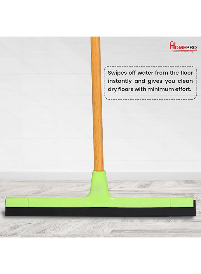 Home Pro هوم برو ممسحة أرضية من الخيزران متعددة الوظائف، أدوات تنظيف الأرضيات الثقيلة، ممسحة سحرية، مكشطة منزلية، مكنسة سحرية بشفرة مطاطية، مثالية للأرضيات الخشبية، والأرضيات البلاط، والحمام (أخضر) - Image 5