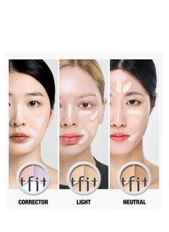TFIT Cover Up Pro Concealer Palette - 3-in-1 Full Coverage Color Correcting Cream (Hydrating, 01 Neutral, 0.52 Oz) for Dark Circles, Spots, Puffiness - High Coverage Eye Corrector for All Skin Tones  - Image 3