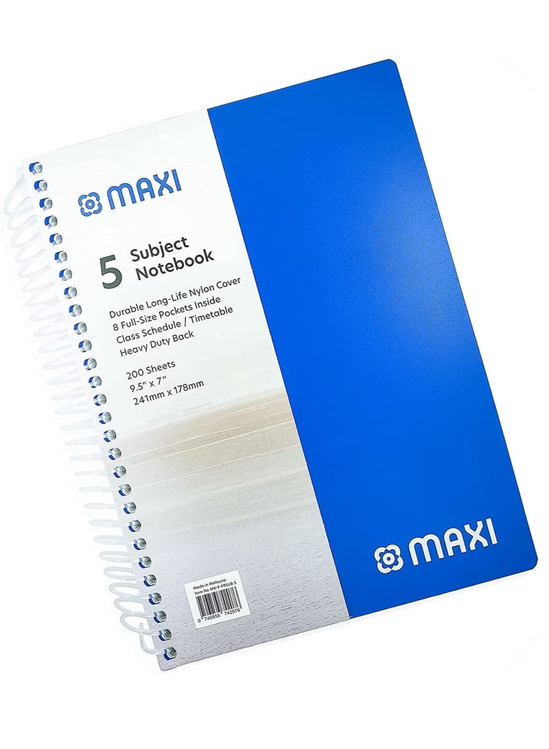 200-Sheet 5-Subject Notebook B5 Size Blue Cover