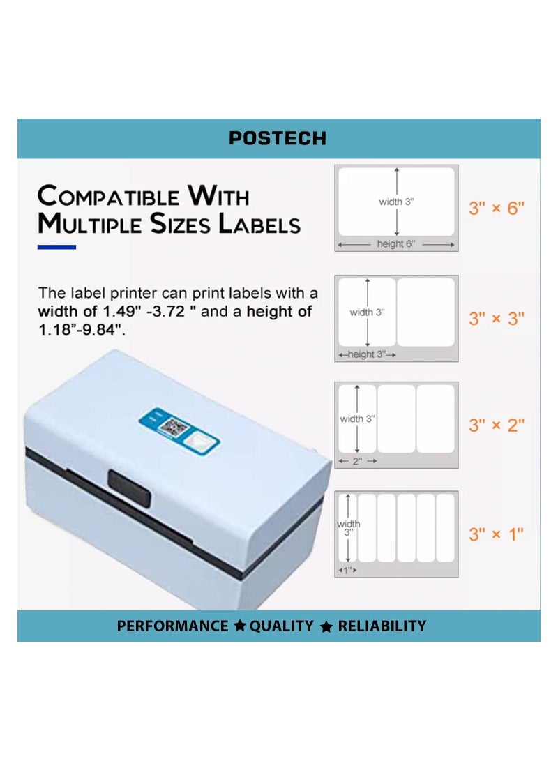 POSTECH [PT-MD80-BLUE] THERMAL LABEL PRINTER | LIGHT BLUE COLOR | PORTABLE | EASY TO CARRY | EASY TO USE | EASY TO PRINTING | MAX SIZE 3 INCH | FAST |... - Image 4