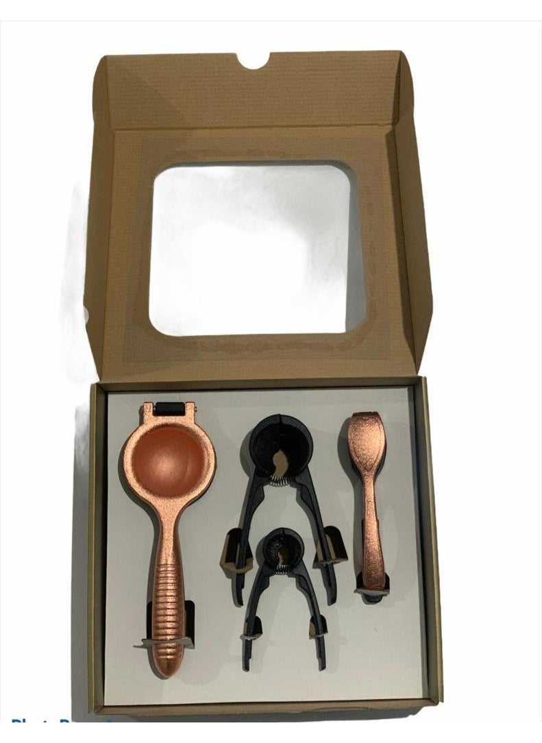 vip ahmet - Garlic Crusher Walnut Hazelnut Crusher Lemon Squeezer Set of 4 - Image 1