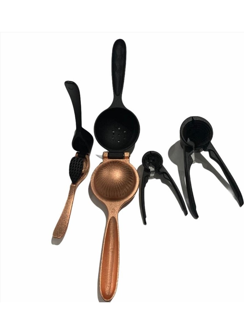 vip ahmet - Garlic Crusher Walnut Hazelnut Crusher Lemon Squeezer Set of 4 - Image 1