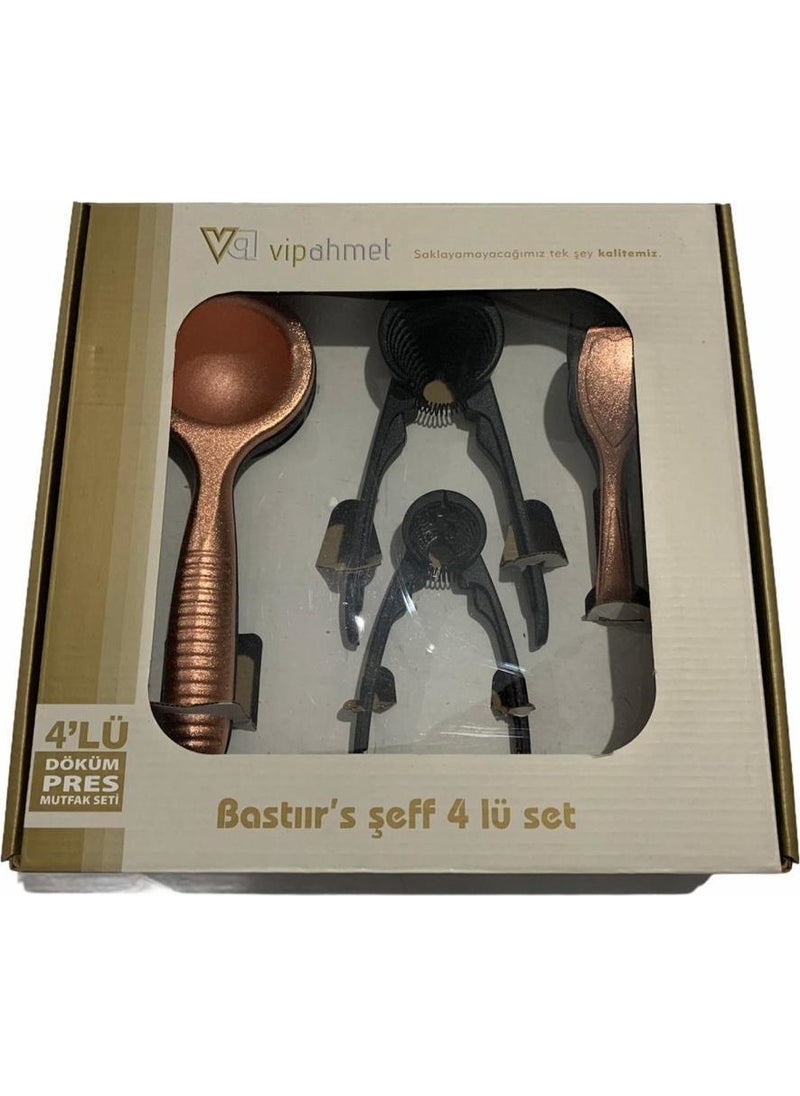vip ahmet - Garlic Crusher Walnut Hazelnut Crusher Lemon Squeezer Set of 4 - Image 1