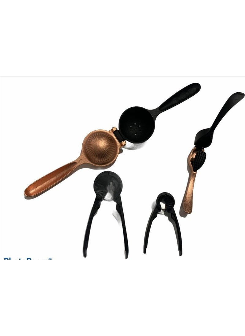 vip ahmet - Garlic Crusher Walnut Hazelnut Crusher Lemon Squeezer Set of 4 - Image 1
