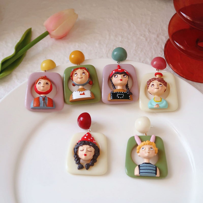 Vintage Handmade Cartoon Character Clip On Earrings Sterling Silver - Image 4