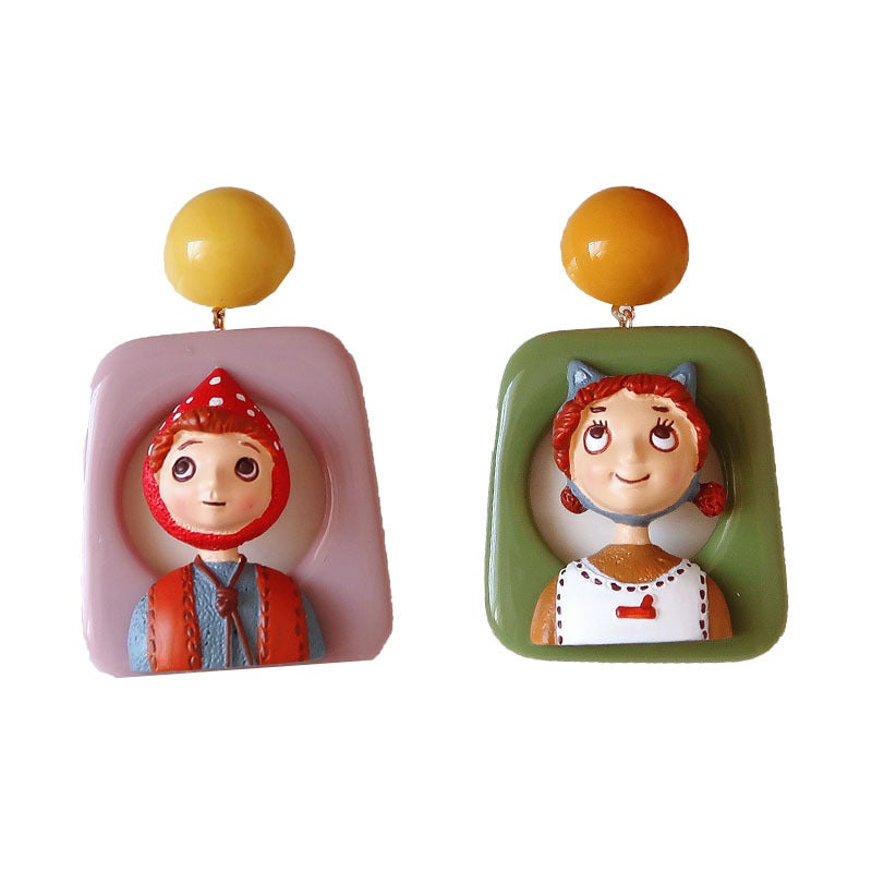 Vintage Handmade Cartoon Character Clip On Earrings Sterling Silver - Image 5